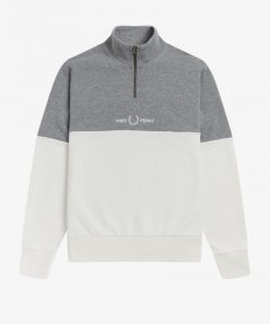 Fred Perry Colourblock Half Zip Sweatshirt Snow White