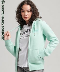 Superdry Organic Cotton Vintage Logo Zip Hoodie Minted Marl