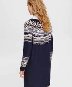 Esprit Jacguard Knit Dress Navy