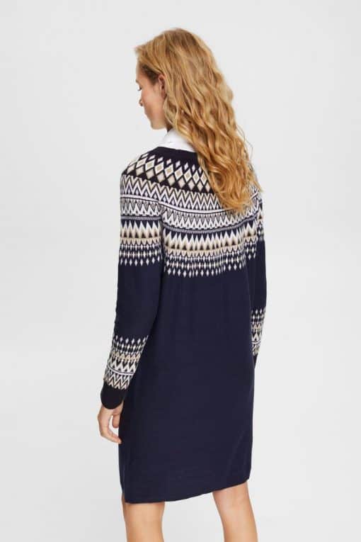 Esprit Jacguard Knit Dress Navy