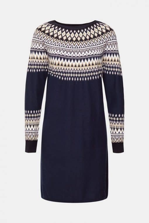 Esprit Jacguard Knit Dress Navy