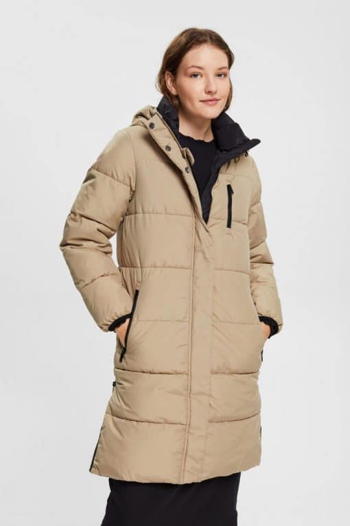 Esprit Quilted Coat Pale Khaki