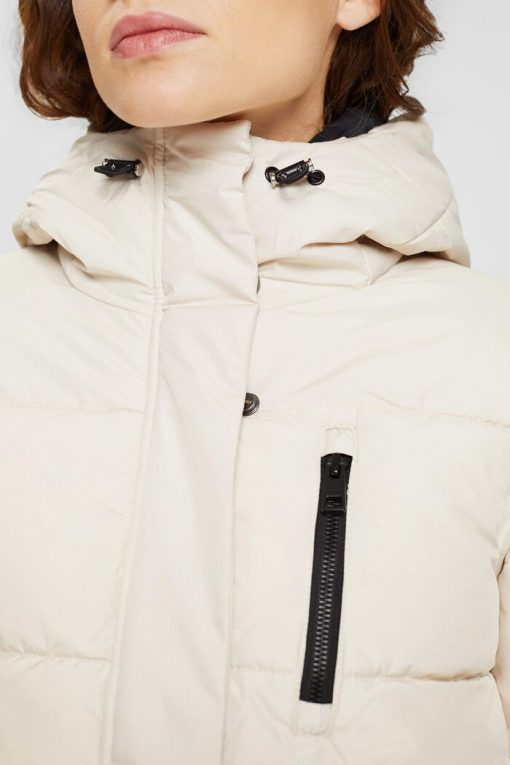 Esprit Quilted Coat Cream Beige