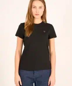 Knowledge Cotton Apparel Badge Short Sleeve T-shirt Black Jet