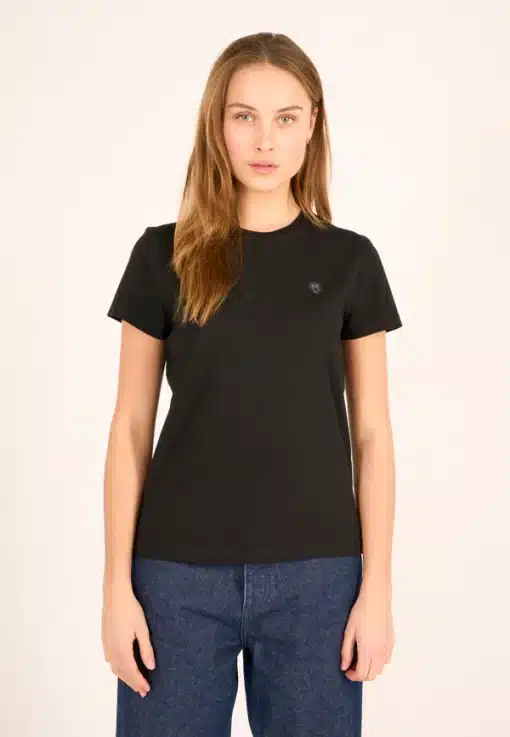 Knowledge Cotton Apparel Badge Short Sleeve T-shirt Black Jet