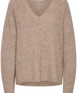 Gestuz Alphagz V-Pullover Warm Sand Melange