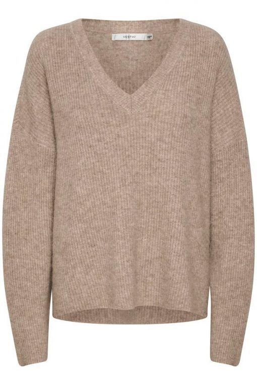 Gestuz Alphagz V-Pullover Warm Sand Melange