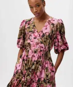 Gestuz Taralyngz Wrap Dress Artistic Pink Flower