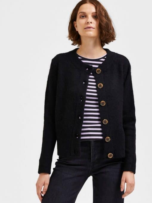 Selected Femme Sia Knit Cardigan Black