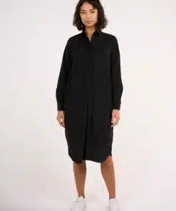 Knowledge Cotton Apparel Corduroy Shirt Dress Black Jet