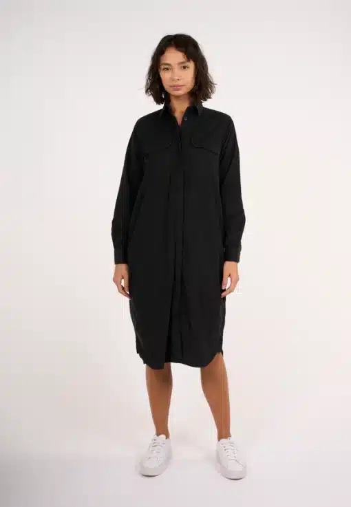 Knowledge Cotton Apparel Corduroy Shirt Dress Black Jet
