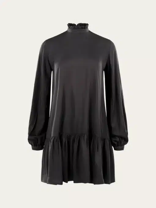 Knowledge Cotton Apparel A-Shape Tencel Volume Dress Black Jet
