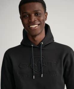 Gant Tonal Archive Shield Hoodie Black