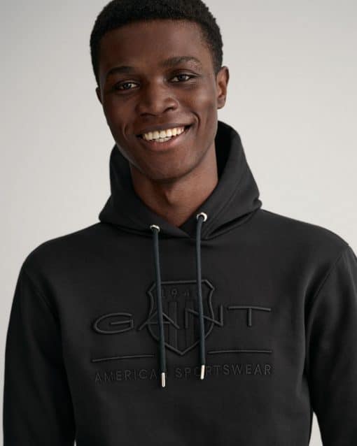 Gant Tonal Archive Shield Hoodie Black
