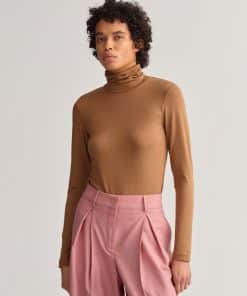 Gant Woman Jersey T-neck Roasted Walnut