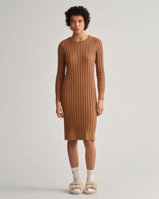 Gant Woman Twisted Cable Dress Roasted Walnut