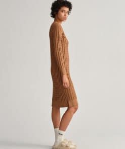 Gant Woman Twisted Cable Dress Roasted Walnut