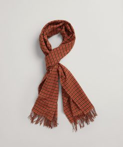 Gant Woman Check Woven Scarf Golden Orange