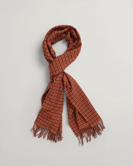 Gant Woman Check Woven Scarf Golden Orange