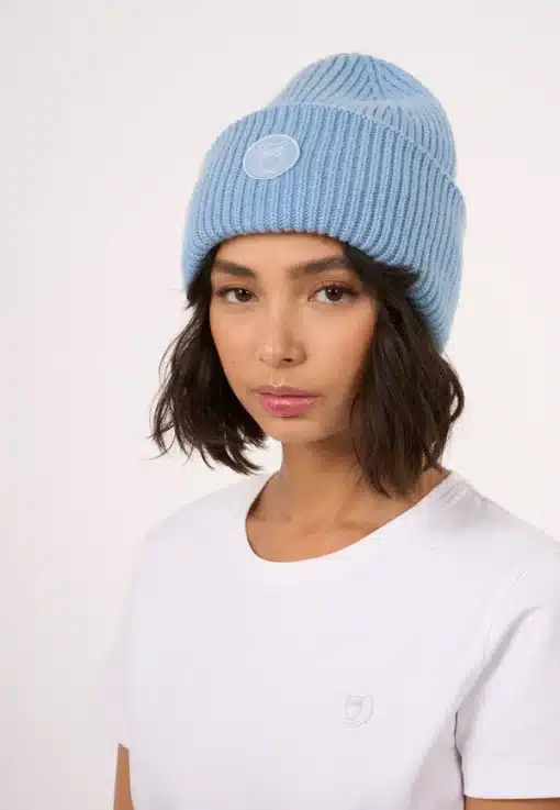 Knowledge Cotton Apparel Big Rib Beanie Asley Blue