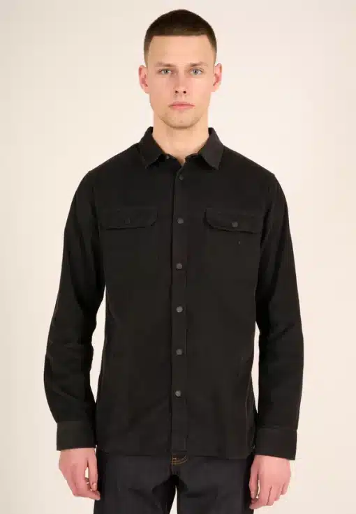 Knowledge Cotton Apparel Babycord Custom Fit Shirt Black jet