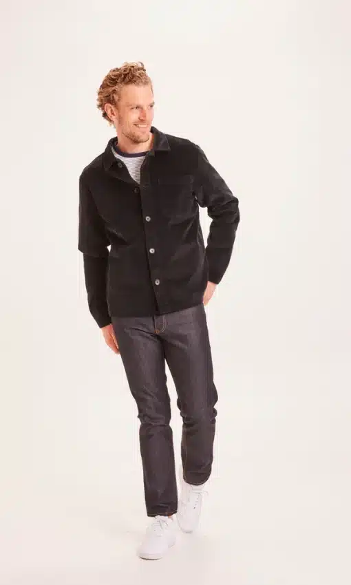 Knowledge Cotton Apparel Streched 8-Wales Corduroy Overshirt Black Jet