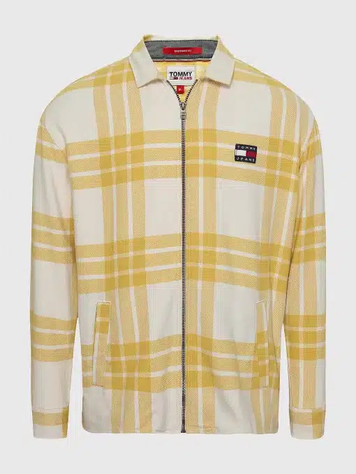 Tommy Jeans Buffalo Check Zip Overshirt Tuscan Yellow