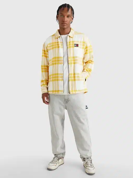 Tommy Jeans Buffalo Check Zip Overshirt Tuscan Yellow