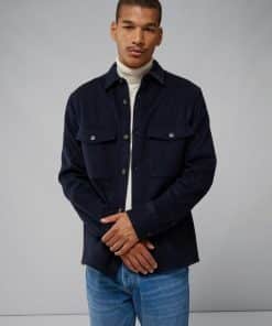 J.Lindeberg Flat Wool Overshirt Navy
