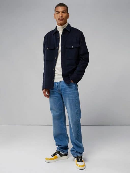 J.Lindeberg Flat Wool Overshirt Navy