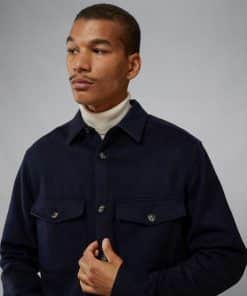 J.Lindeberg Flat Wool Overshirt Navy