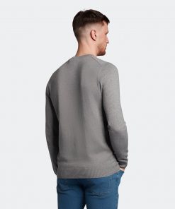 Lyle & Scott Crew Neck Cotton Merino Jumper Mid Grey Marl
