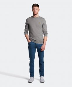 Lyle & Scott Crew Neck Cotton Merino Jumper Mid Grey Marl