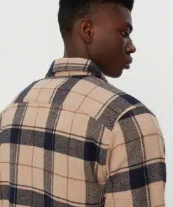 Les Deux Lennon Check Overshirt Dark Sand/Dark Navy