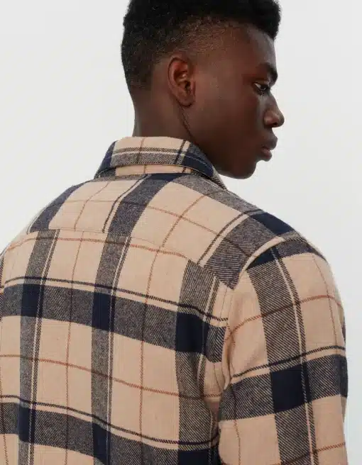 Les Deux Lennon Check Overshirt Dark Sand/Dark Navy