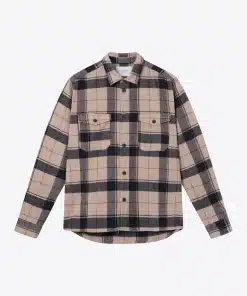 Les Deux Lennon Check Overshirt Dark Sand/Dark Navy