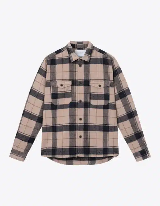 Les Deux Lennon Check Overshirt Dark Sand/Dark Navy