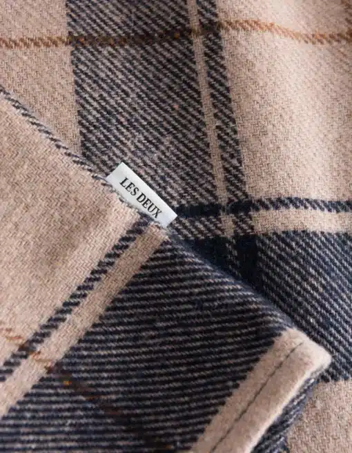 Les Deux Lennon Check Overshirt Dark Sand/Dark Navy