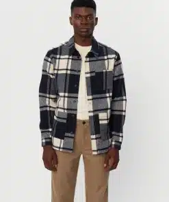 Les Deux Jason Check Wool Hybrid Jacket Ivory/Dark Navy
