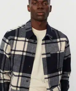 Les Deux Jason Check Wool Hybrid Jacket Ivory/Dark Navy