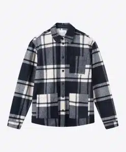 Les Deux Jason Check Wool Hybrid Jacket Ivory/Dark Navy