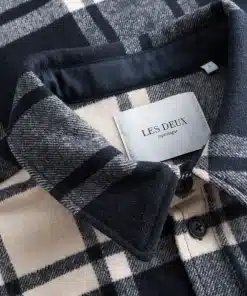 Les Deux Jason Check Wool Hybrid Jacket Ivory/Dark Navy