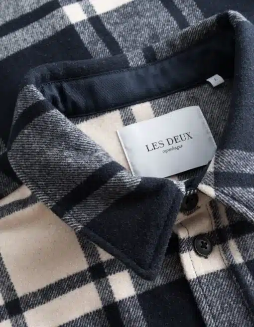 Les Deux Jason Check Wool Hybrid Jacket Ivory/Dark Navy