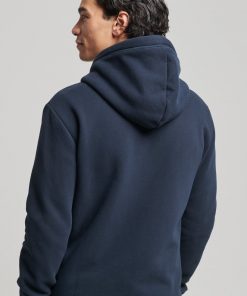 Superdry Vintage Logo Embroidered Zip Hoodie Rich Navy Marl