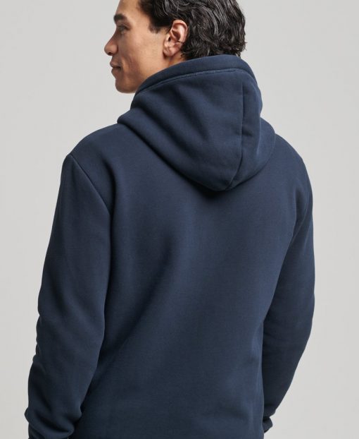 Superdry Vintage Logo Embroidered Zip Hoodie Rich Navy Marl
