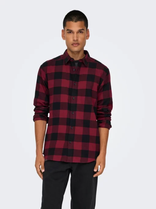 Only & Sons Gudmund Checked Shirt Purple