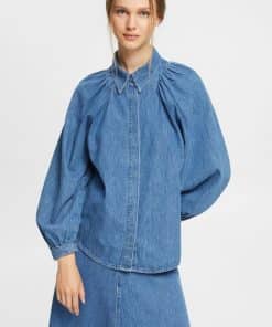 Esprit Denim Blouse Blue Medium Washed