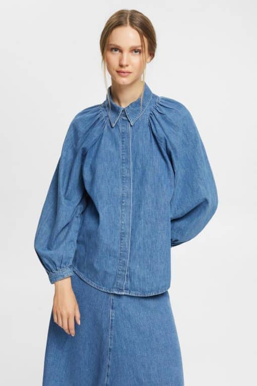 Esprit Denim Blouse Blue Medium Washed