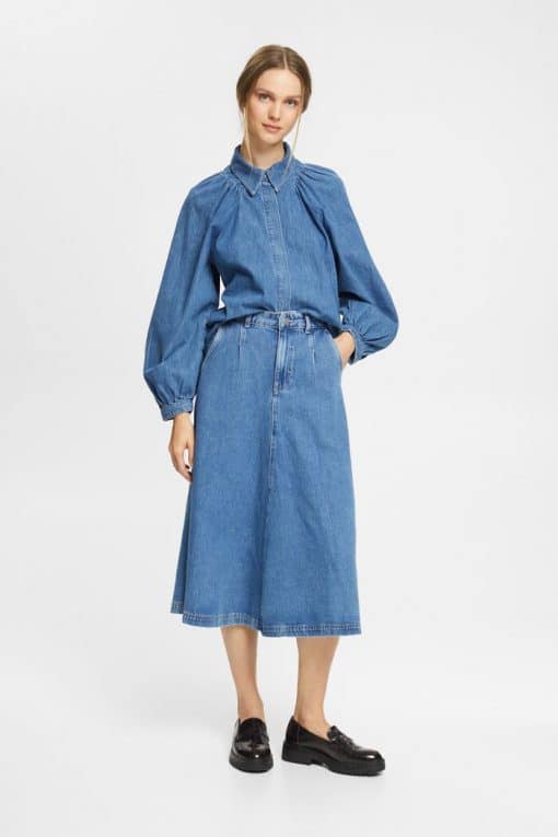 Esprit Denim Blouse Blue Medium Washed