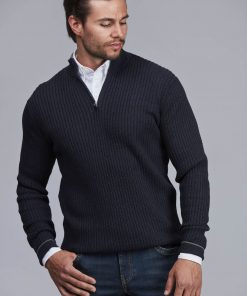 Hansen & Jacob Half Zip Mini Cable Knit Navy